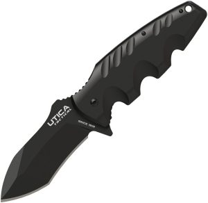 Utica Burlyman Linerlock Folding Knife 8Cr13MoV Black G10