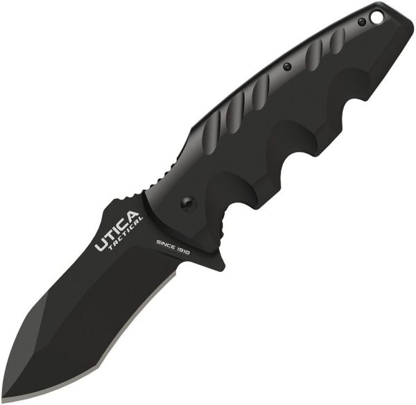 Utica Burlyman Linerlock Folding Knife 8Cr13MoV Black G10