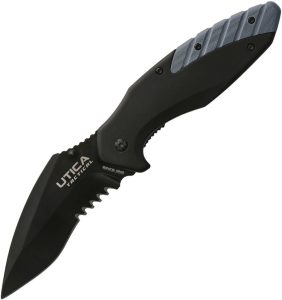 UTK911219CP.jpg Utica Dark Sky I Linerlock Folding Knife 3.5" Black Oxide Blade