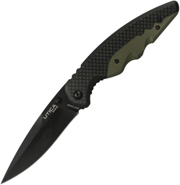 Utica Smoky Canyon V Linerlock Folding Knife 3.5" Black Oxide