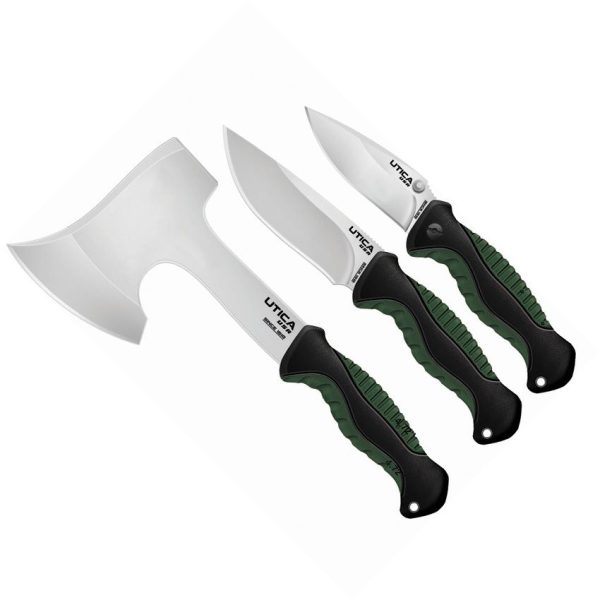 Utica Campsite Combo 3-Piece Knife Hatchet Set 8Cr13MoV Fixed Blade