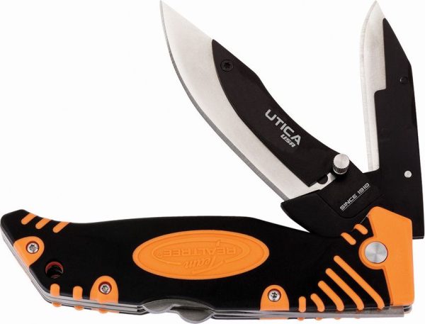 Utica Deer Razor Lockback Folding Knife Black Orange 5" Blade