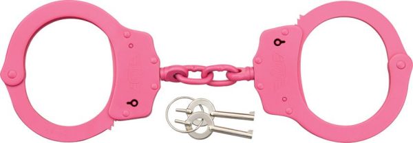 Uzi Handcuffs Pink Steel Chain Link