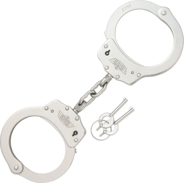 Uzi Handcuffs Silver Steel Chain Link