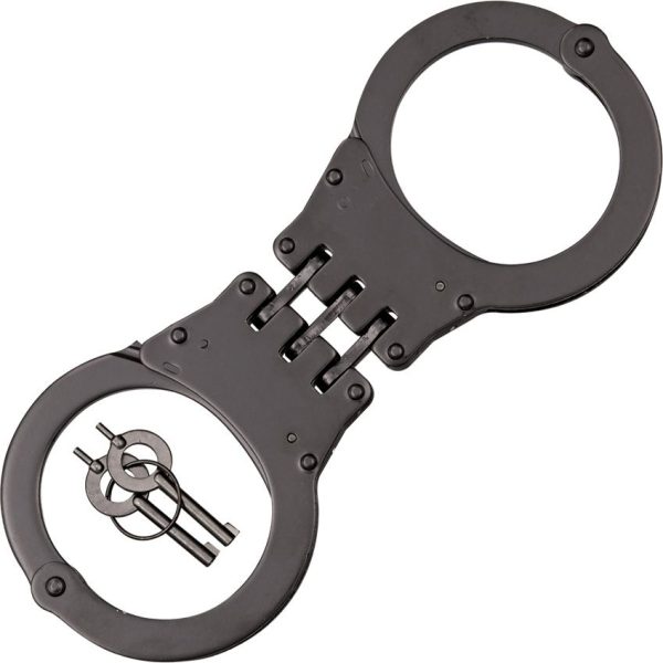 UZIHCHB.jpg Uzi Hinged Cuffs Black Steel Triple Hinge