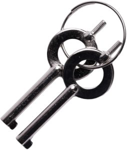 UZIKEYPAIR.jpg Uzi Handcuff Key Set Pair Stainless Keyring