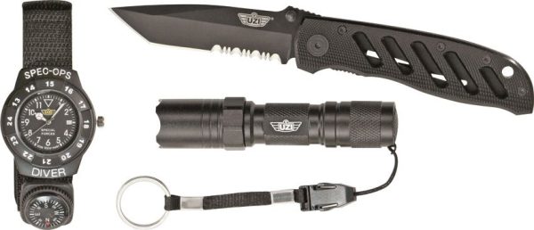 UZISFS1.jpg UZI Special Forces Gift Set - LED Flashlight & Linerlock