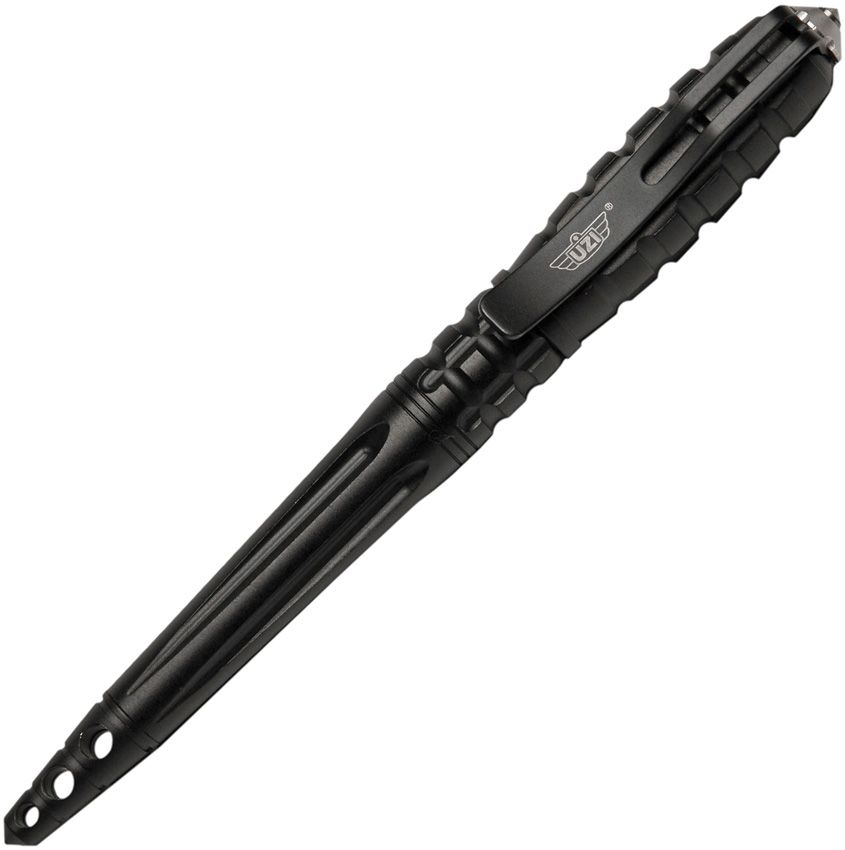 Uzi Tactical Glassbreaker Pen Black 5 3/4" Aircraft Aluminum