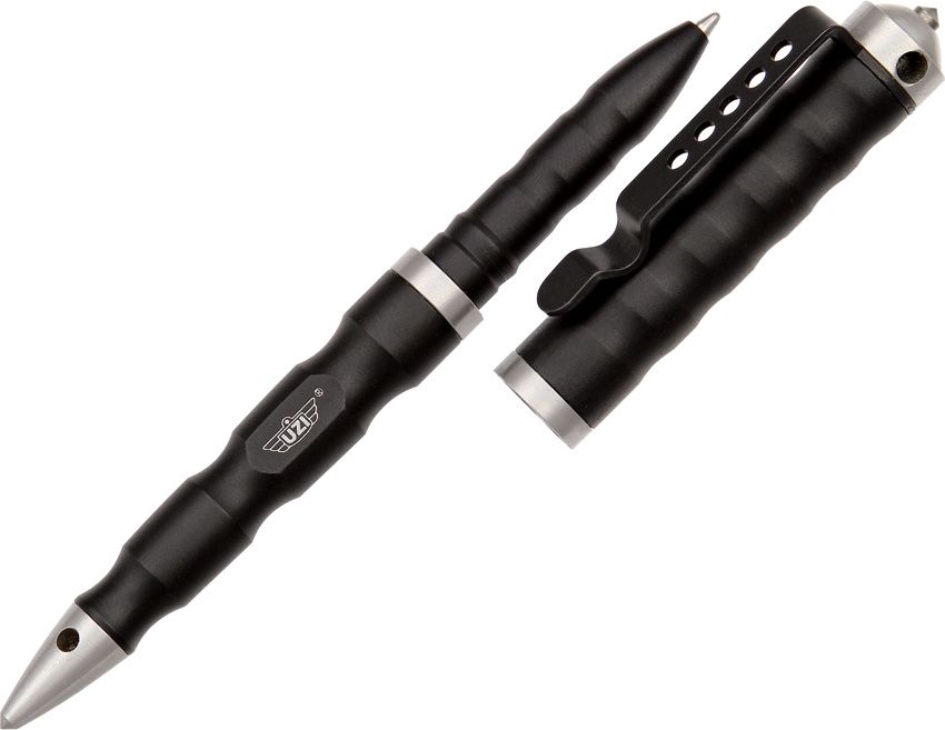 Uzi Tactical Defender Pen Black Aircraft Aluminum Glass Breaker