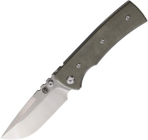 Chaves Knives Redencion 229 Linerlock 3.5" Elmax Green Canvas Micarta Folding Knife