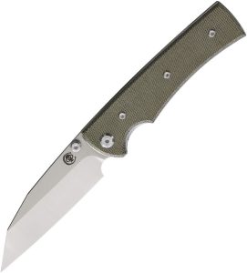 Chaves Knives Sangre 229 Linerlock Wharncliffe Folding Knife Green Canvas Micarta
