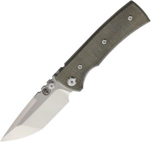 Chaves Knives Redencion Street Linerlock 3in Blade Green Canvas Micarta
