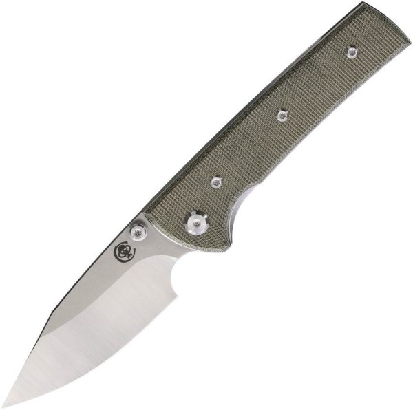 Chaves Knives Scapegoat Street Linerlock Folding Knife Elmax Green Canvas Micarta