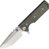 Chaves Knives TAK Redencion Linerlock Folding Knife Green Canvas Micarta