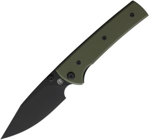 Chaves Knives Scapegoat Street Linerlock Folding Knife 3.63" Black PVD Elmax OD Green G10