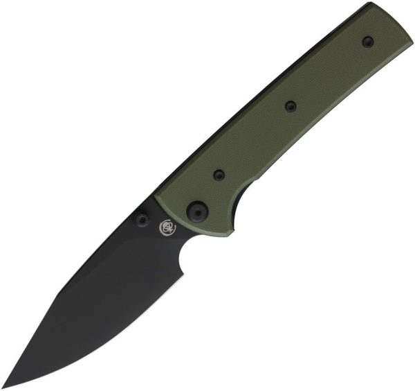 Chaves Knives Scapegoat Street Linerlock Folding Knife 3.63" Black PVD Elmax OD Green G10