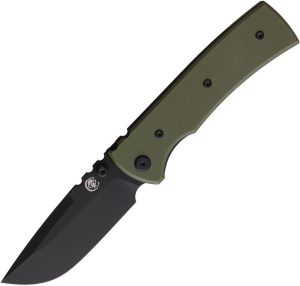 Chaves Knives Redencion 229 Linerlock Folding Knife 3.5" Black PVD Elmax OD Green G10