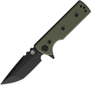 Chaves TAK Redencion Linerlock Folding Knife 2.75" Black PVD Elmax OD Green G10