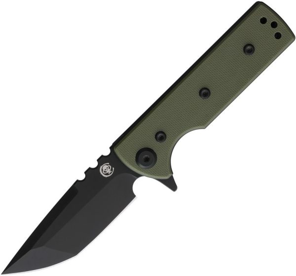 Chaves TAK Redencion Linerlock Folding Knife 2.75" Black PVD Elmax OD Green G10