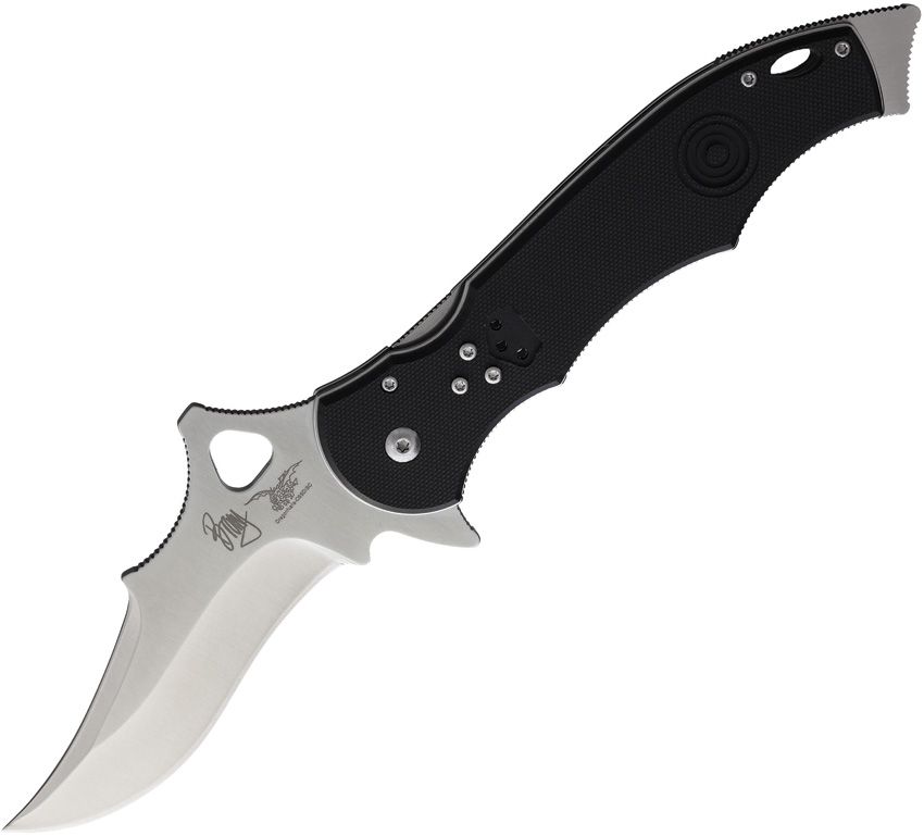 CSSD/SC Bram Frank Design Abaniko 2 Redonda Persian Folding Knife 4" Satin Stainless Black G10