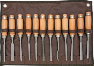 SteeleX 12 Piece Carving Chisel Set with Beech Wood Handles
