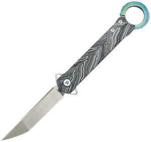 Dreamtech Linerlock Folding Knife D2 Tanto Black/White G10