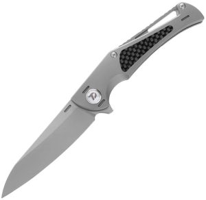 DTK3386C-1.jpg Dreamtech Framelock Folding Knife Ti/Twill CF M390 3.63"