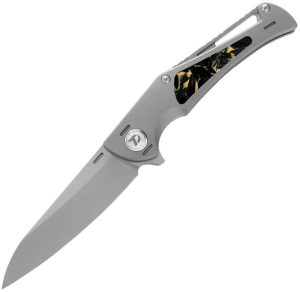 DTK3386Y-1.jpg Dreamtech Framelock Folding Knife M390 Blade Gray Titanium Yellow Carbon Fiber