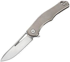 DTK3398TG-1.jpg Dreamtech Framelock Folding Knife Gray Titanium D2 Steel