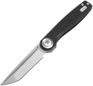 DTK4002GB-1.jpg Dreamtech Button Lock Folding Knife D2 Tanto Black G10 3.38"
