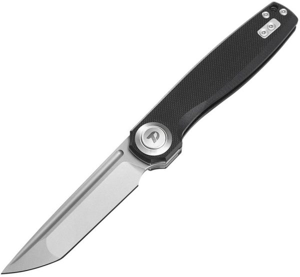 Dreamtech Button Lock Folding Knife D2 Tanto Black G10 3.38"