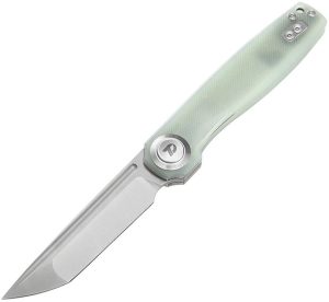 DTK4002GJ-1.jpg Dreamtech Button Lock Folding Knife D2 Tanto Jade G10 4.5"