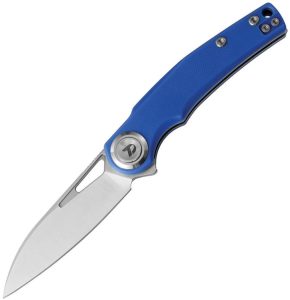 Dreamtech Button Lock Folding Knife Blue G10 D2 Steel Sheepsfoot