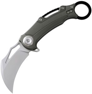 DTK4221AG-1.jpg Dreamtech Button Lock Karambit Folding Knife 3" 14C28N Gray