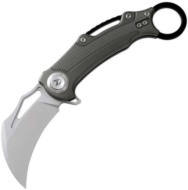 Dreamtech Button Lock Karambit Folding Knife 3" 14C28N Gray