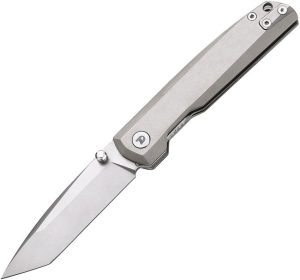 Dreamtech Linerlock Ti Gray Folding Knife 3" D2 Tanto