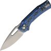 Dreamtech Button Linerlock Folding Knife 3.25" D2 Blue Micarta