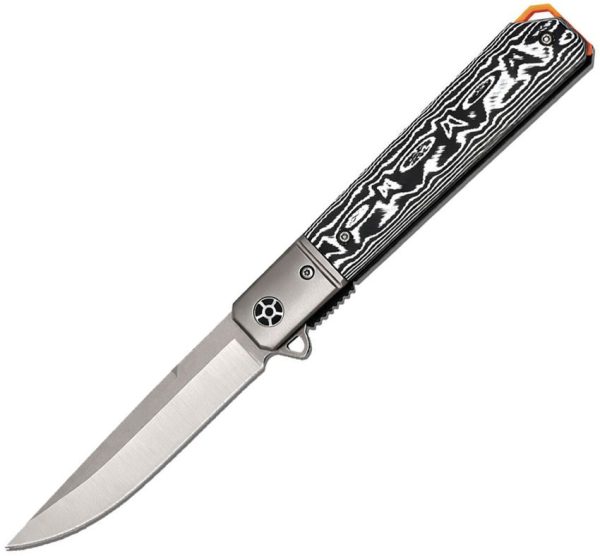 EE10B027GY-1.jpg ElitEdge Linerlock Folding Knife Black/White Micarta D2 3.75"