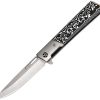 EE10B028GY-1.jpg ElitEdge Linerlock Folding Knife 3.75" D2 Black/White Micarta
