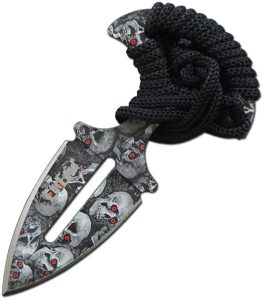 ElitEdge Push Dagger Gray Skull 2.5" Black Stonewash w/ Sheath