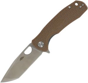 HB1732.jpg Honey Badger Medium Linerlock Tanto Folding Knife Tan 3.13"