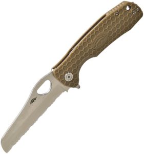Honey Badger Large Rescue Linerlock Folding Knife 3.63in Tan