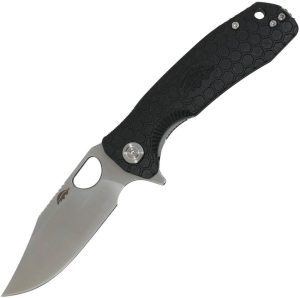 HB4087.jpg Honey Badger Medium Linerlock Folding Knife Black 3.13" 14C28N