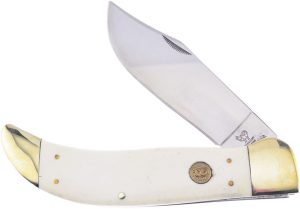Hen & Rooster Large Folding Knife White Smooth Bone