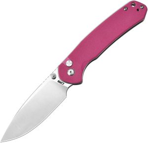 CJRB Pyrite Pink G10 Folding Knife AR-RPM9 Button Lock 3.13"