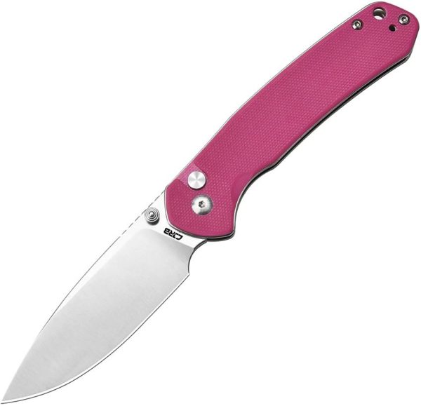 CJRB Pyrite Pink G10 Folding Knife AR-RPM9 Button Lock 3.13"