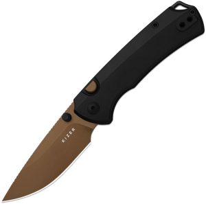 Kizer Cutlery T1 Button Linerlock Folding Knife Black 3.25in Blade