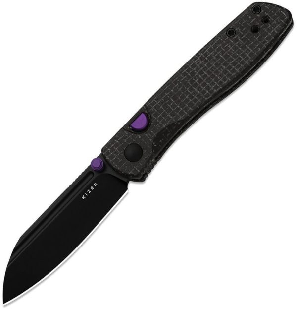 KIV3698A1-1.jpg Kizer Cutlery Renissance Button Linerlock Folding Knife 3" Black