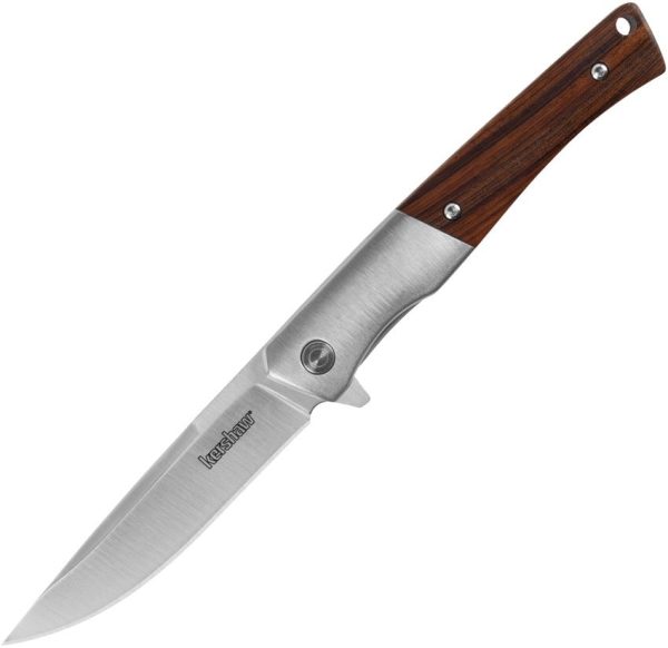 Kershaw Wood Handle Assisted Opening Folding Knife 3in Blade Linerlock Brown