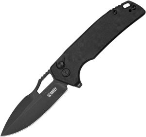 Kubey RDF Button Lock Folding Knife Black G10 3.13in Blade